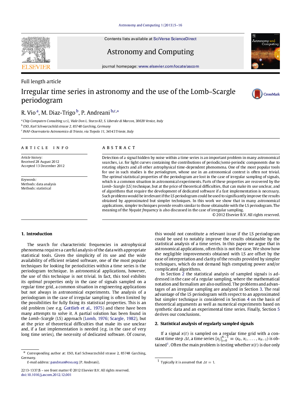 Irregular time series in astronomy and the use of the Lomb-Scargle periodogram