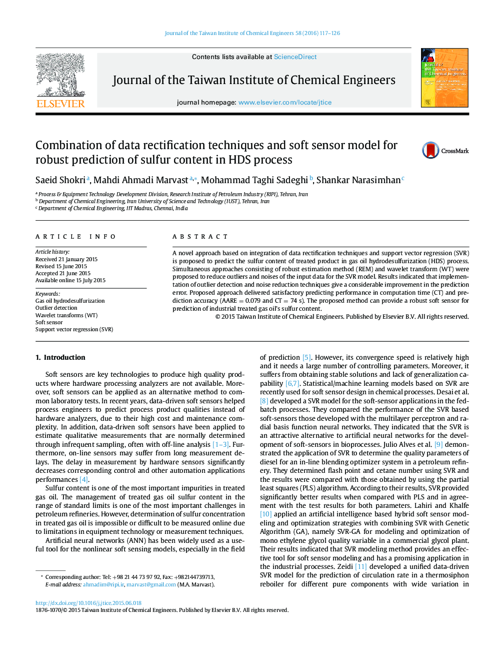 Combination of data rectification techniques and soft sensor model for robust prediction of sulfur content in HDS process
