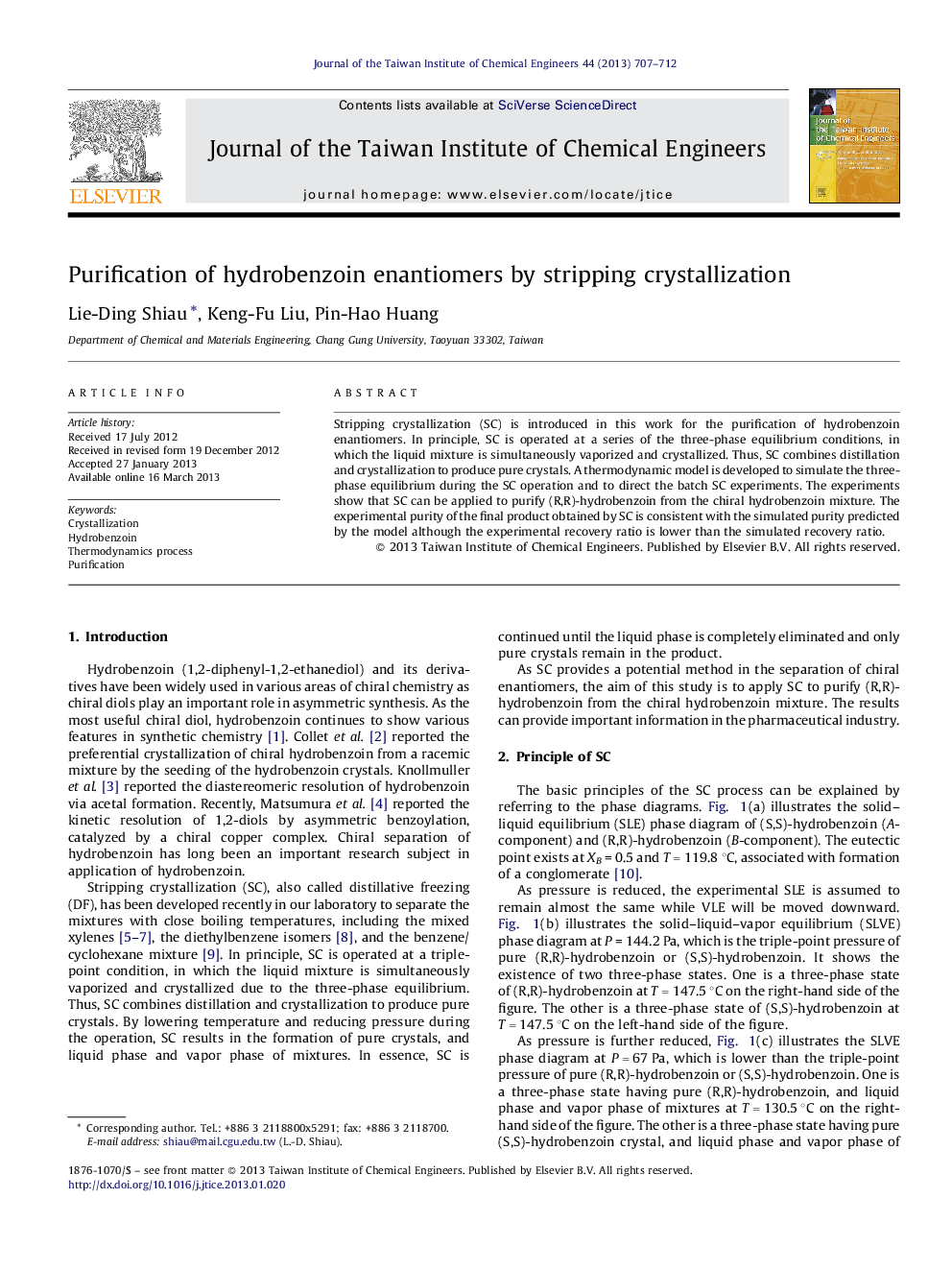 Purification of hydrobenzoin enantiomers by stripping crystallization