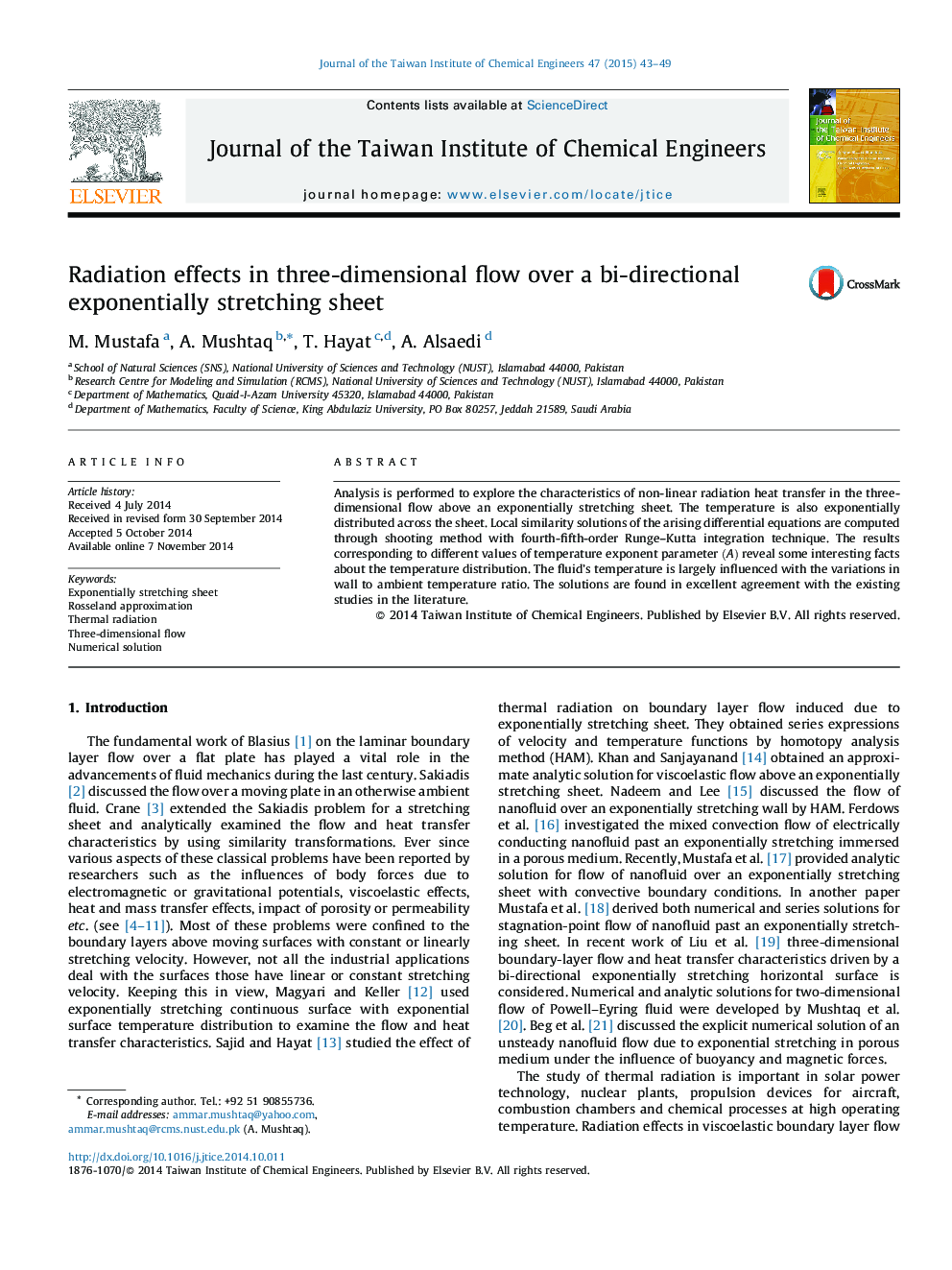 Radiation effects in three-dimensional flow over a bi-directional exponentially stretching sheet