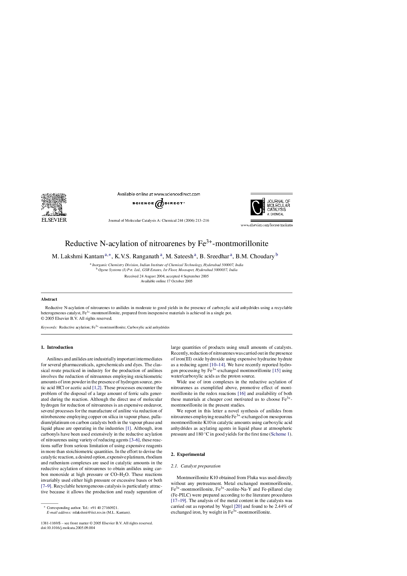 Reductive N-acylation of nitroarenes by Fe3+-montmorillonite