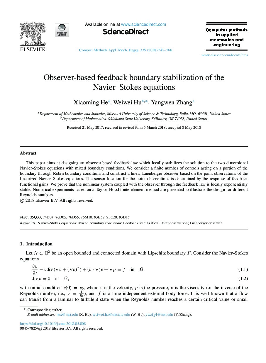 Observer-based feedback boundary stabilization of the Navier-Stokes equations