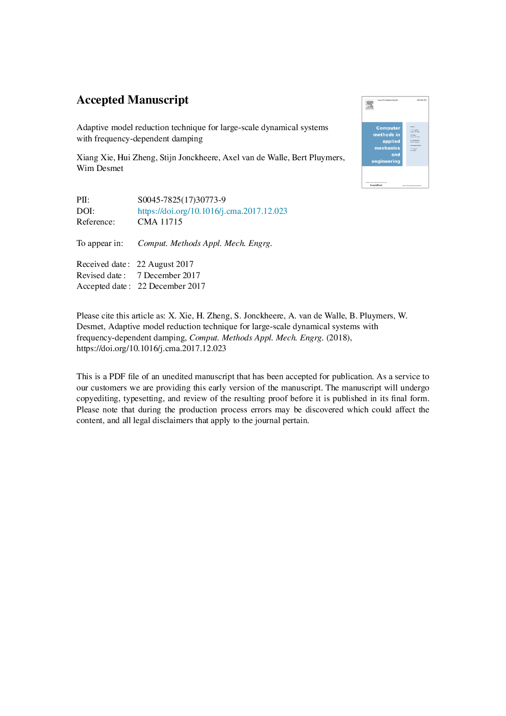 Adaptive model reduction technique for large-scale dynamical systems with frequency-dependent damping