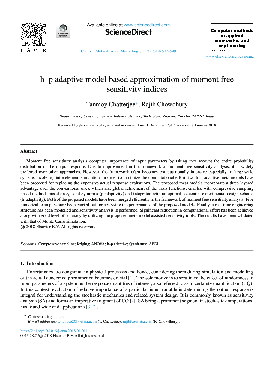 h-p adaptive model based approximation of moment free sensitivity indices