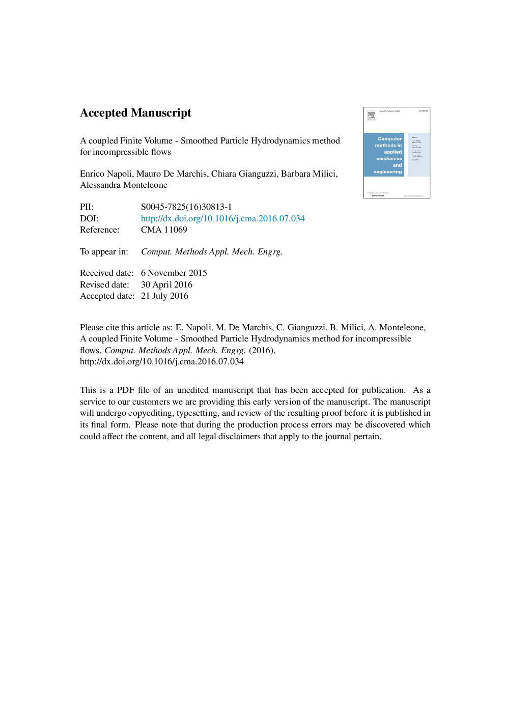 A coupled Finite Volume-Smoothed Particle Hydrodynamics method for incompressible flows