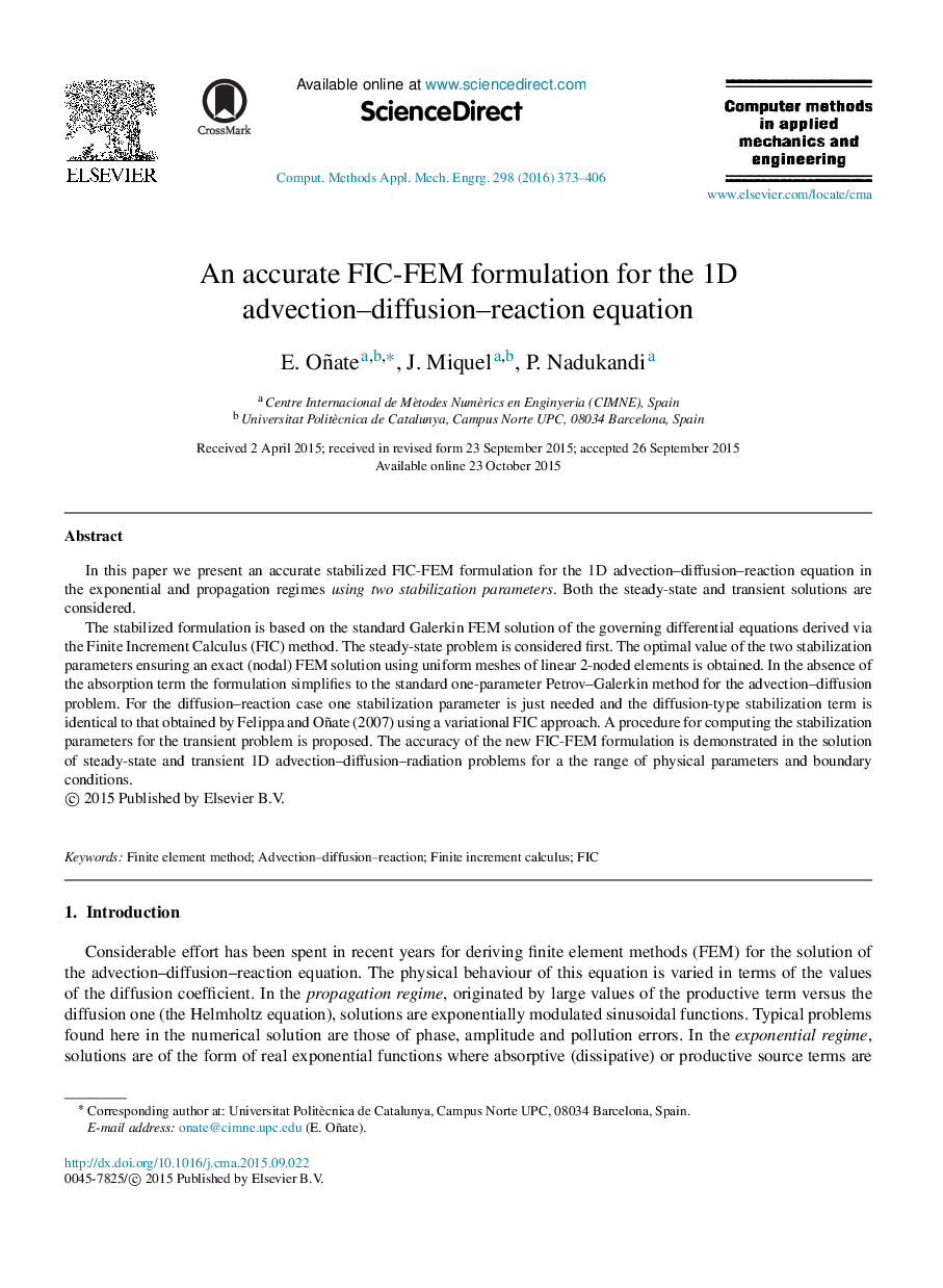 An accurate FIC-FEM formulation for the 1D advection-diffusion-reaction equation