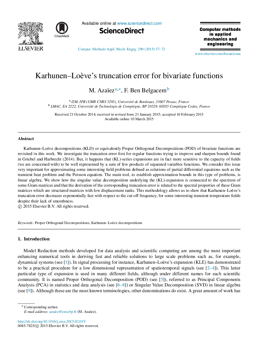 Karhunen-LoÃ¨ve's truncation error for bivariate functions