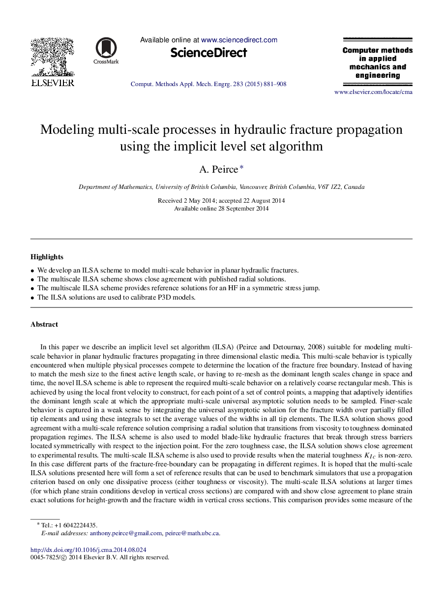 Modeling multi-scale processes in hydraulic fracture propagation using the implicit level set algorithm