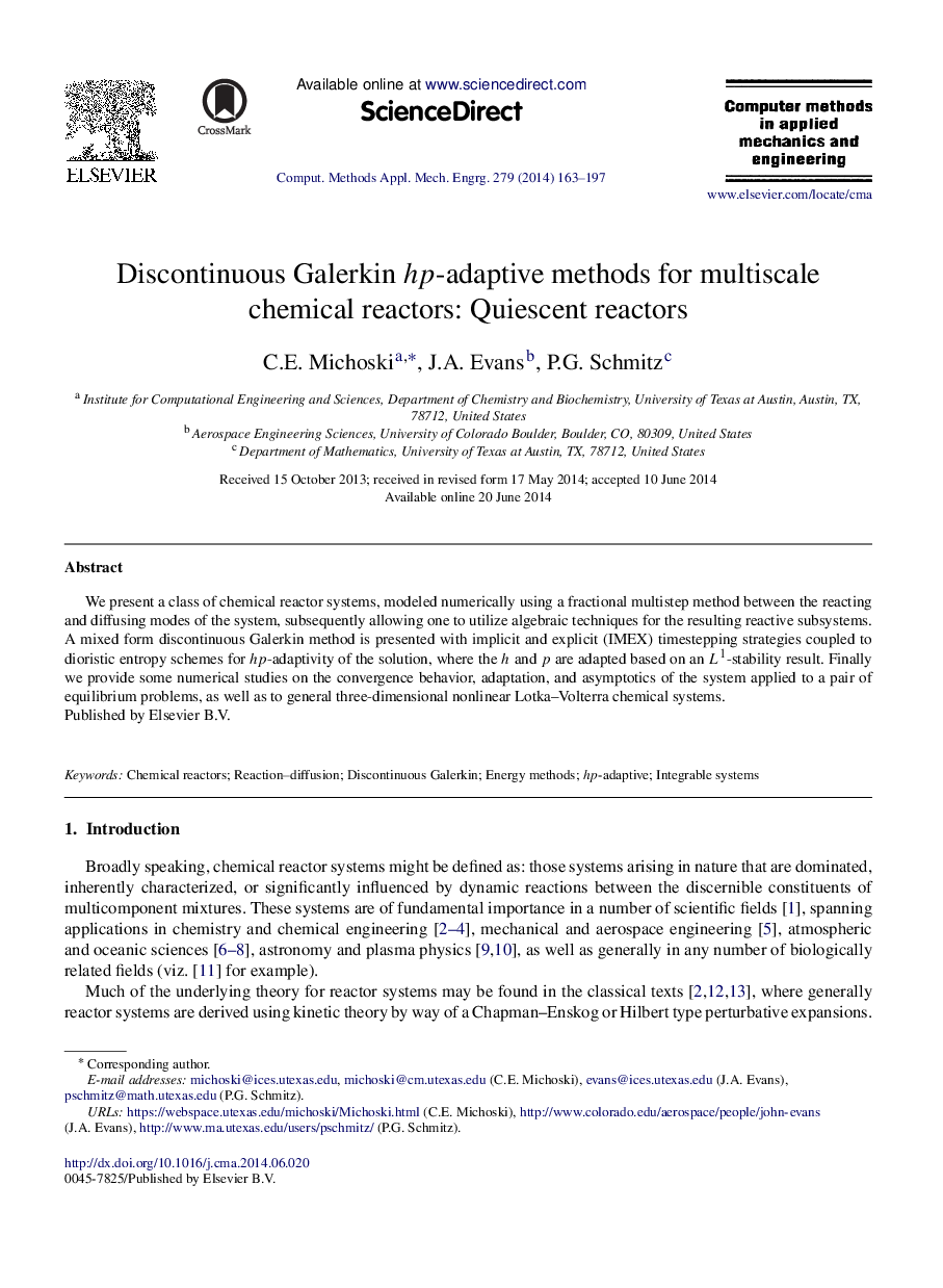 Discontinuous Galerkin hp-adaptive methods for multiscale chemical reactors: Quiescent reactors