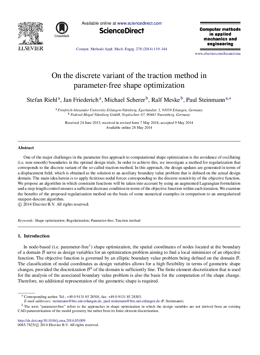 On the discrete variant of the traction method in parameter-free shape optimization