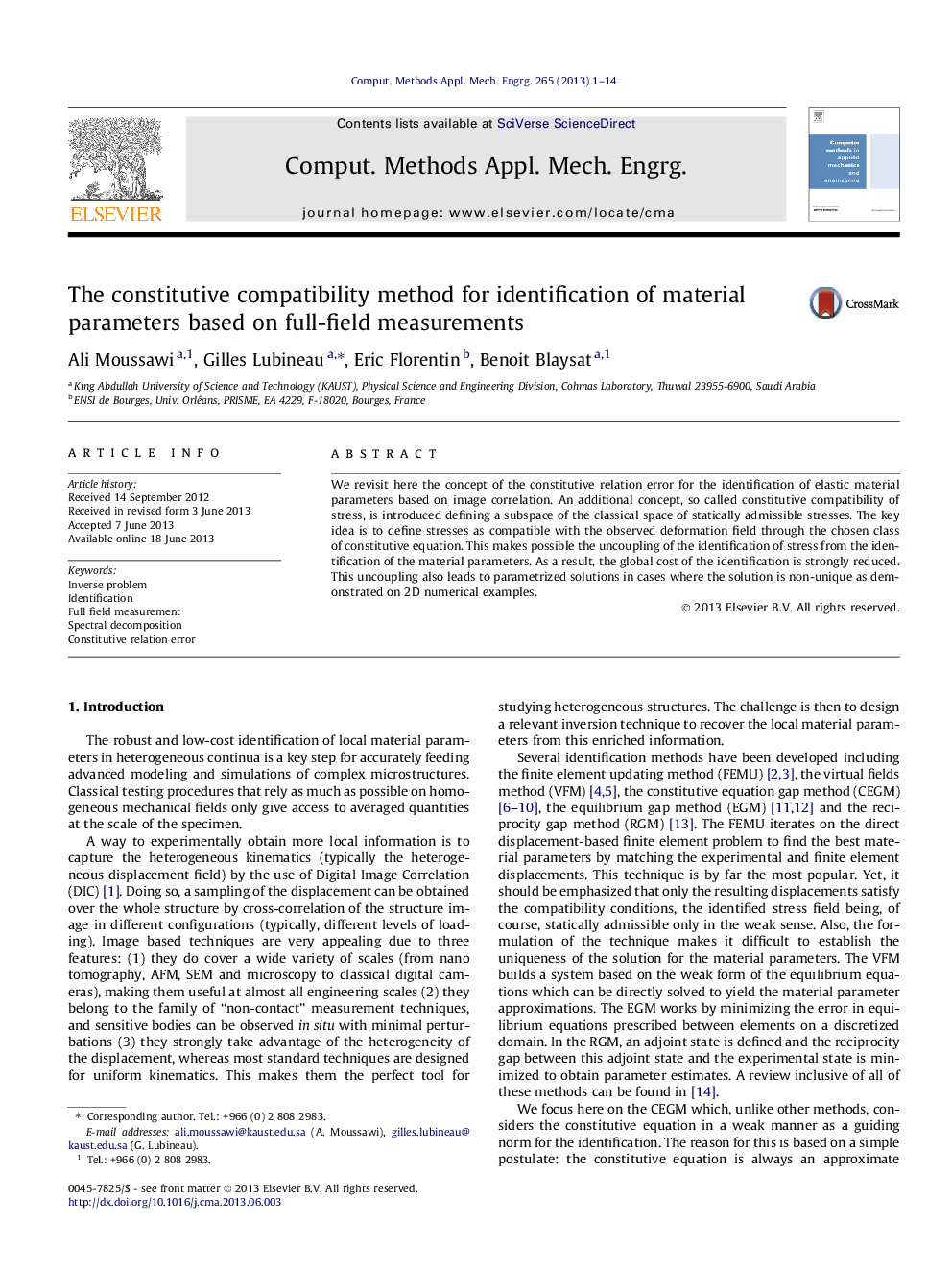 The constitutive compatibility method for identification of material parameters based on full-field measurements