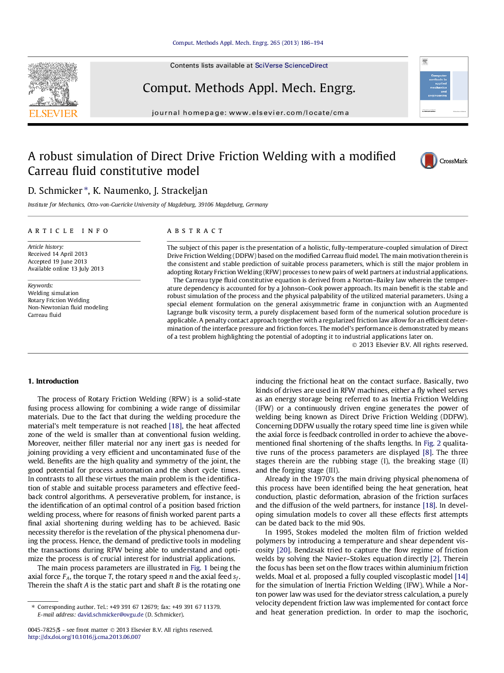 A robust simulation of Direct Drive Friction Welding with a modified Carreau fluid constitutive model