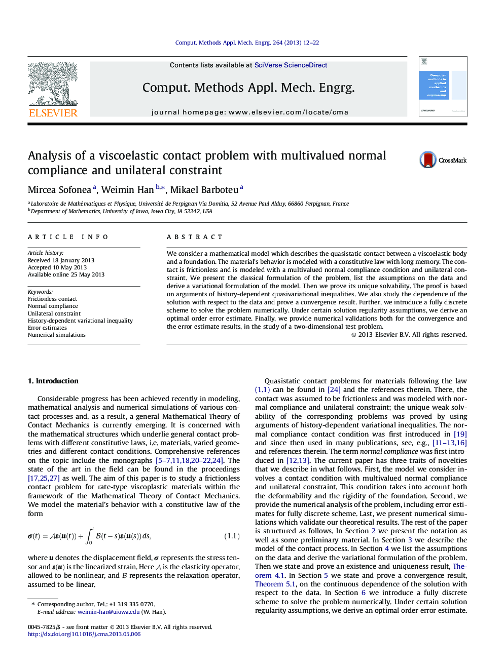 Analysis of a viscoelastic contact problem with multivalued normal compliance and unilateral constraint