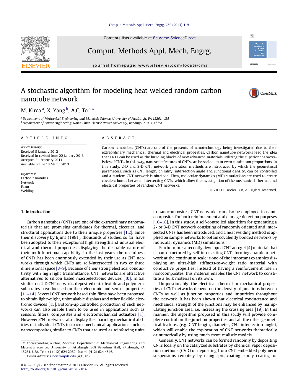 A stochastic algorithm for modeling heat welded random carbon nanotube network