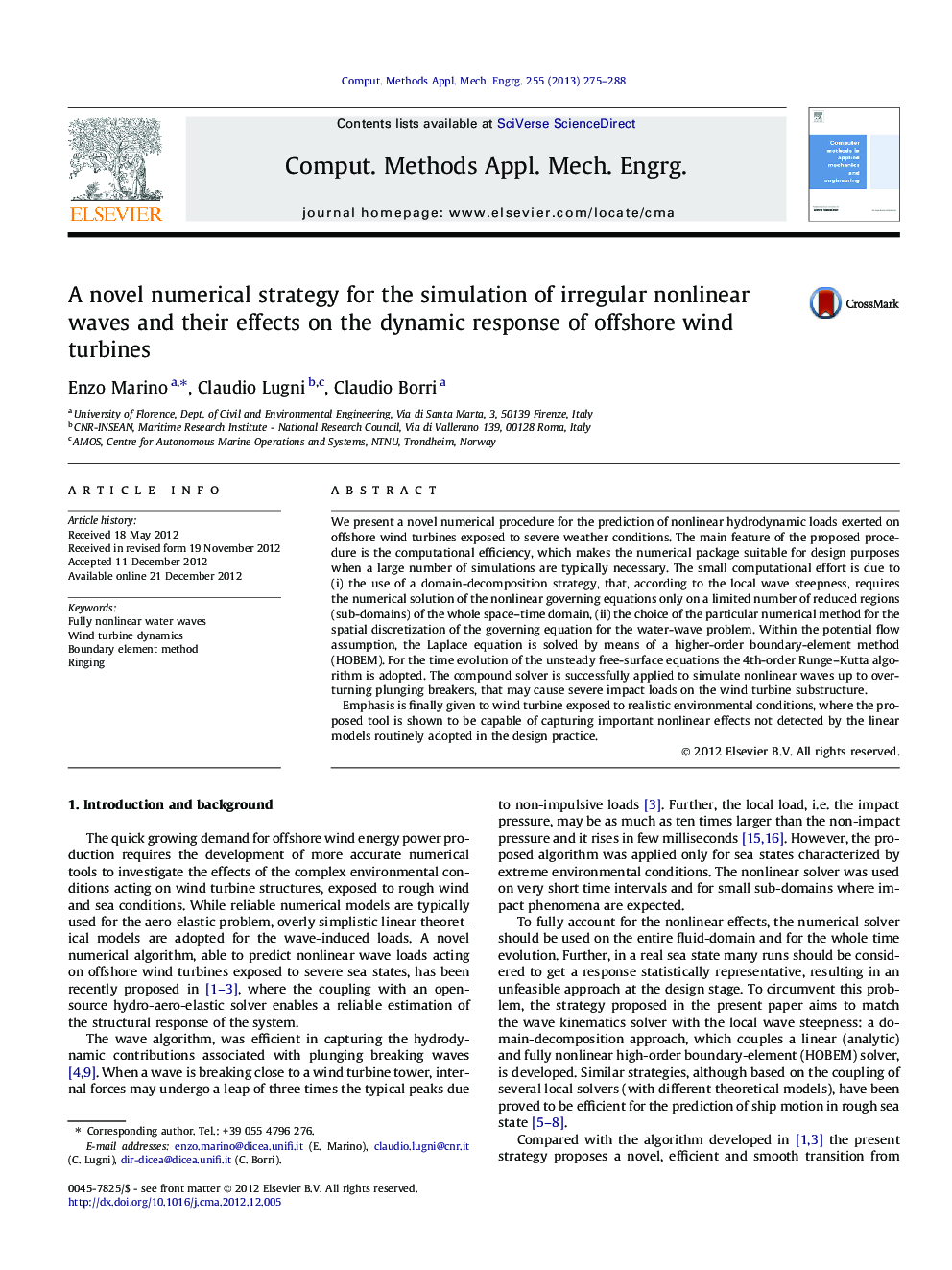 A novel numerical strategy for the simulation of irregular nonlinear waves and their effects on the dynamic response of offshore wind turbines