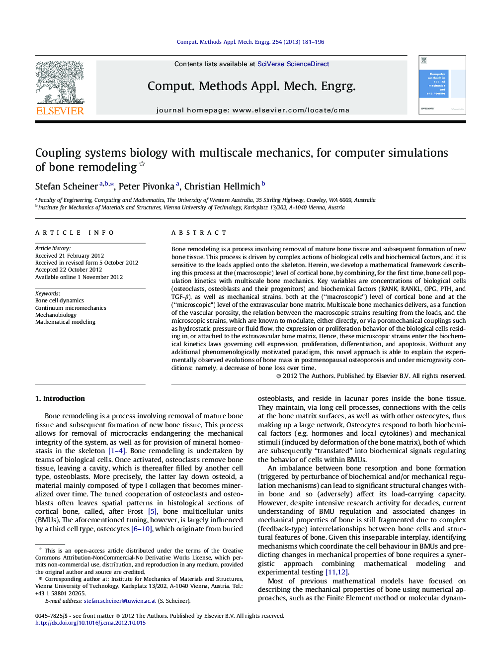 Coupling systems biology with multiscale mechanics, for computer simulations of bone remodeling