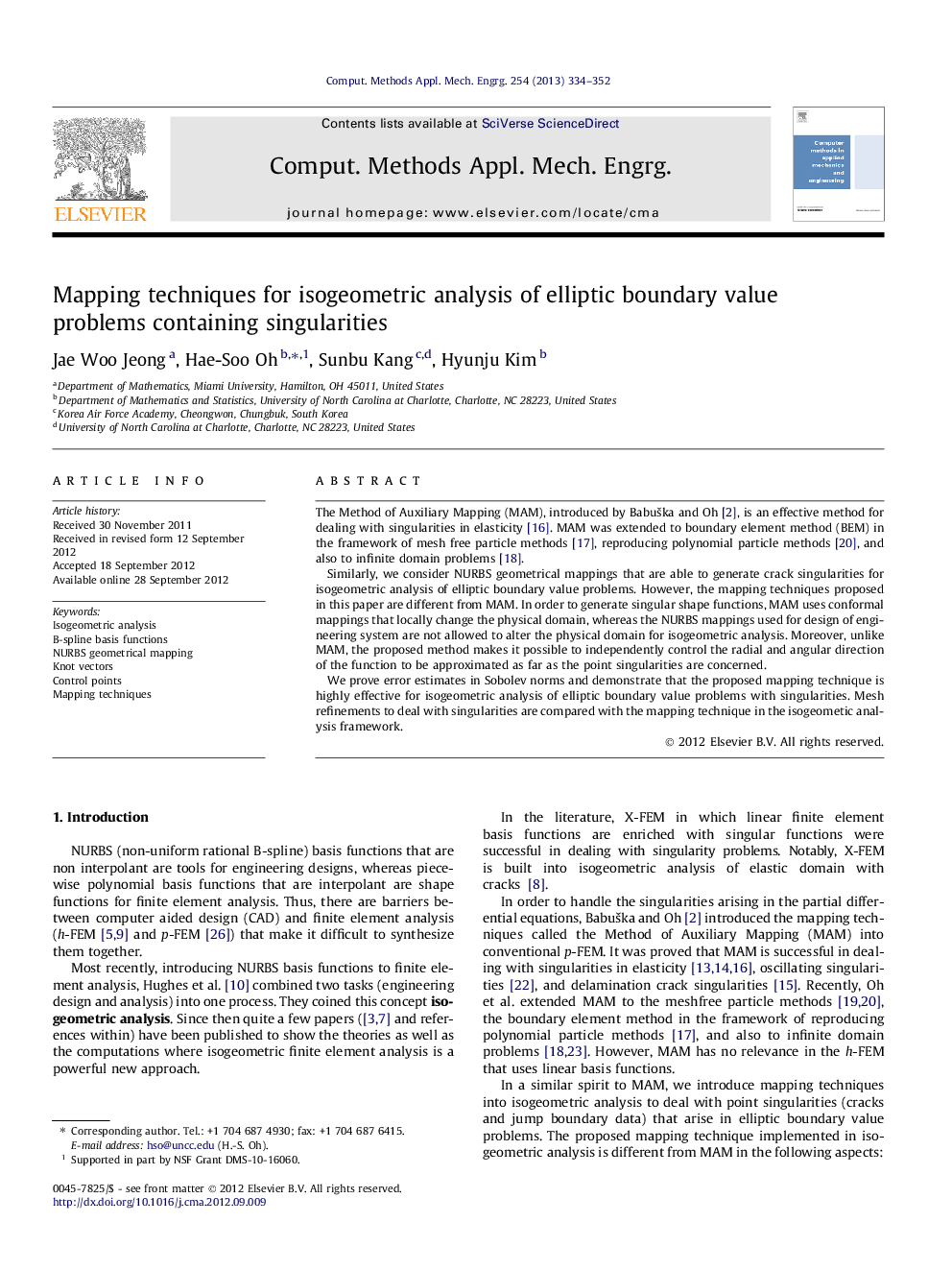 Mapping techniques for isogeometric analysis of elliptic boundary value problems containing singularities