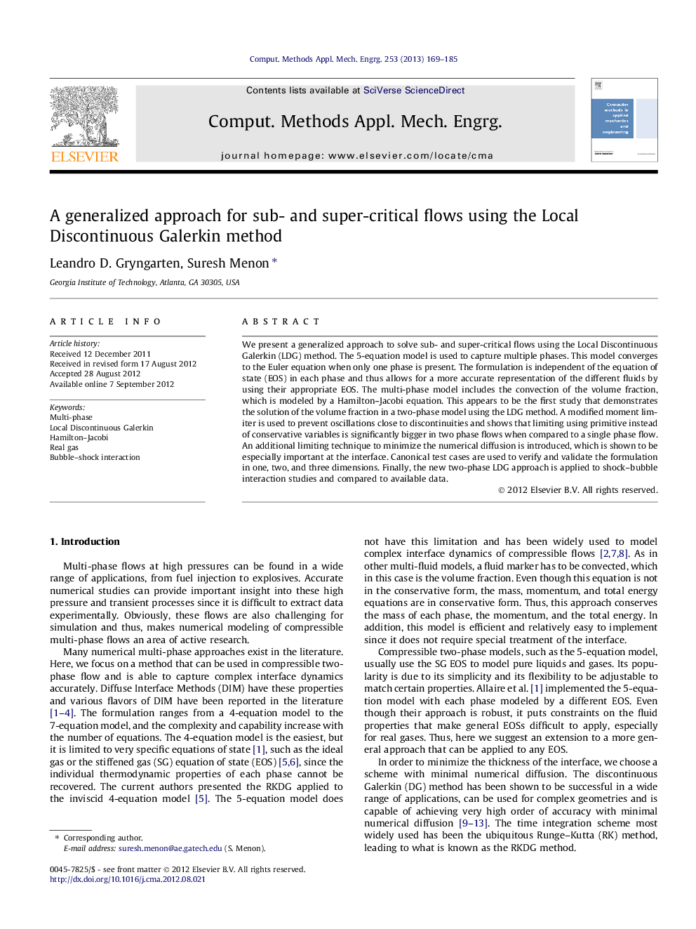 A generalized approach for sub- and super-critical flows using the Local Discontinuous Galerkin method