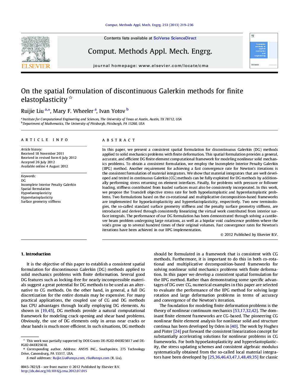 On the spatial formulation of discontinuous Galerkin methods for finite elastoplasticity