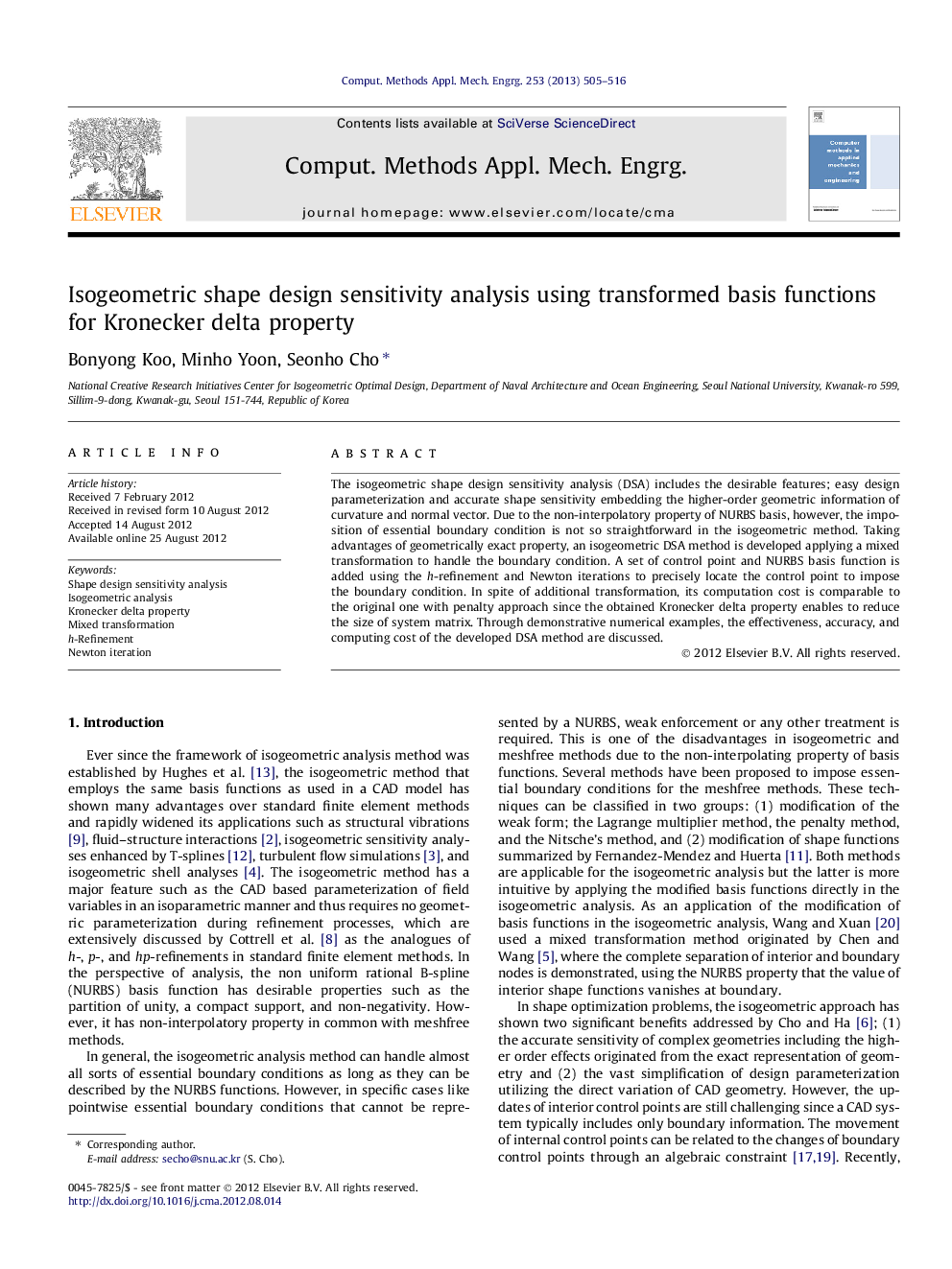 Isogeometric shape design sensitivity analysis using transformed basis functions for Kronecker delta property