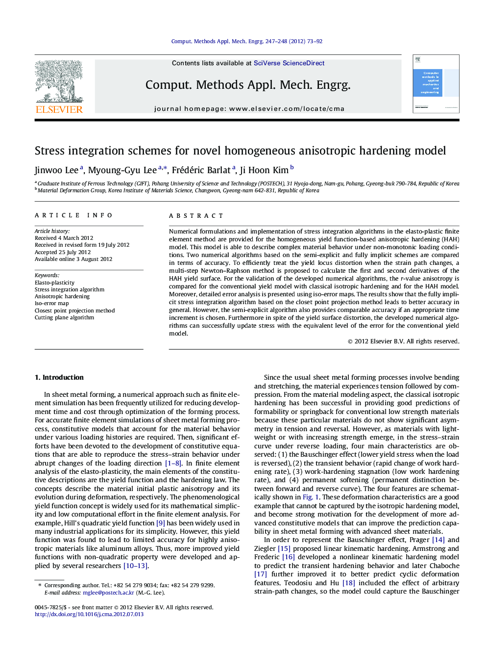 Stress integration schemes for novel homogeneous anisotropic hardening model