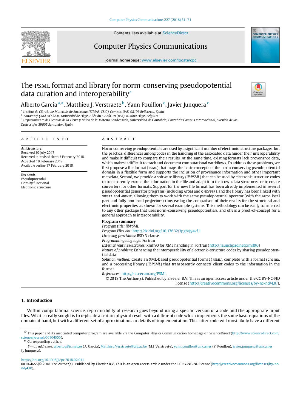 The psml format and library for norm-conserving pseudopotential data curation and interoperability