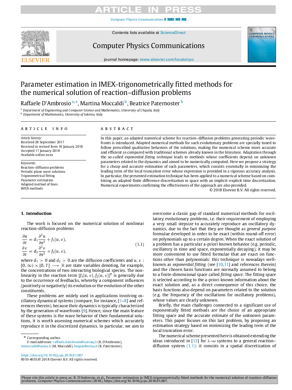 Parameter estimation in IMEX-trigonometrically fitted methods for the numerical solution of reaction-diffusion problems