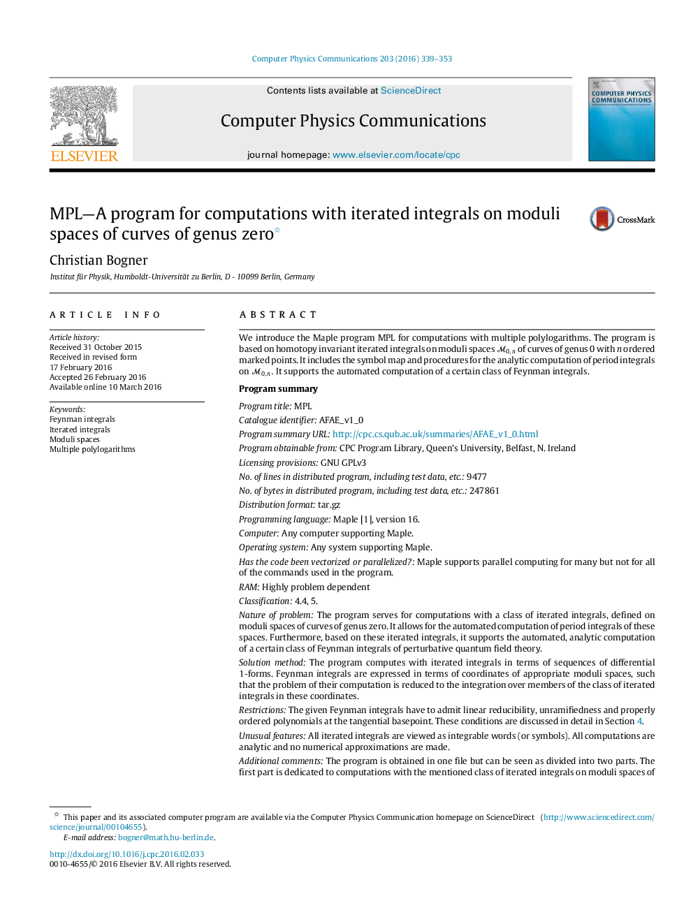 MPL-A program for computations with iterated integrals on moduli spaces of curves of genus zero