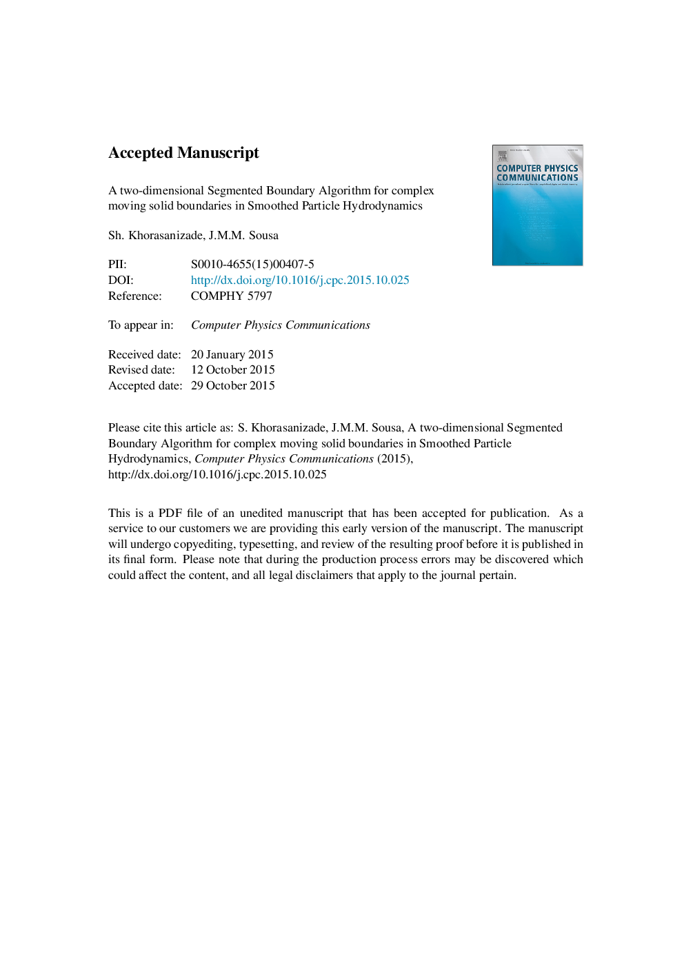 A two-dimensional Segmented Boundary Algorithm for complex moving solid boundaries in Smoothed Particle Hydrodynamics