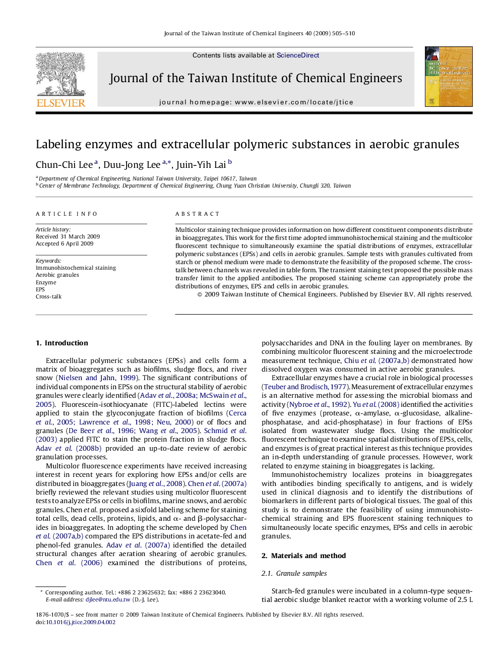 Labeling enzymes and extracellular polymeric substances in aerobic granules