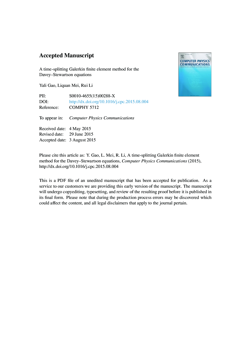 A time-splitting Galerkin finite element method for the Davey-Stewartson equations