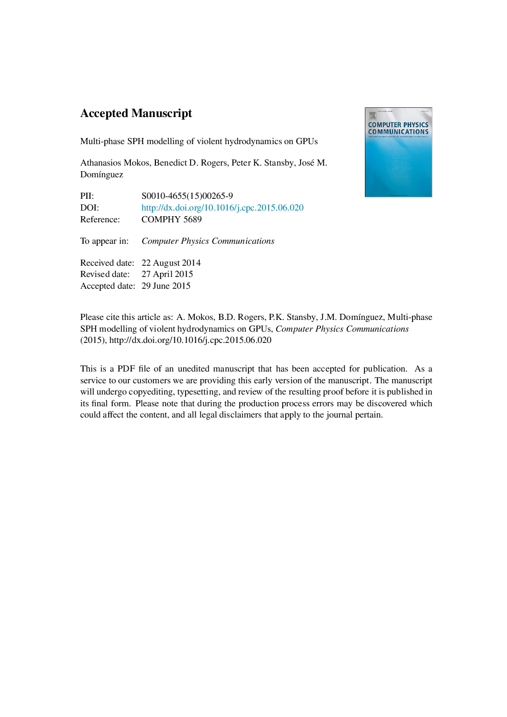 Multi-phase SPH modelling of violent hydrodynamics on GPUs