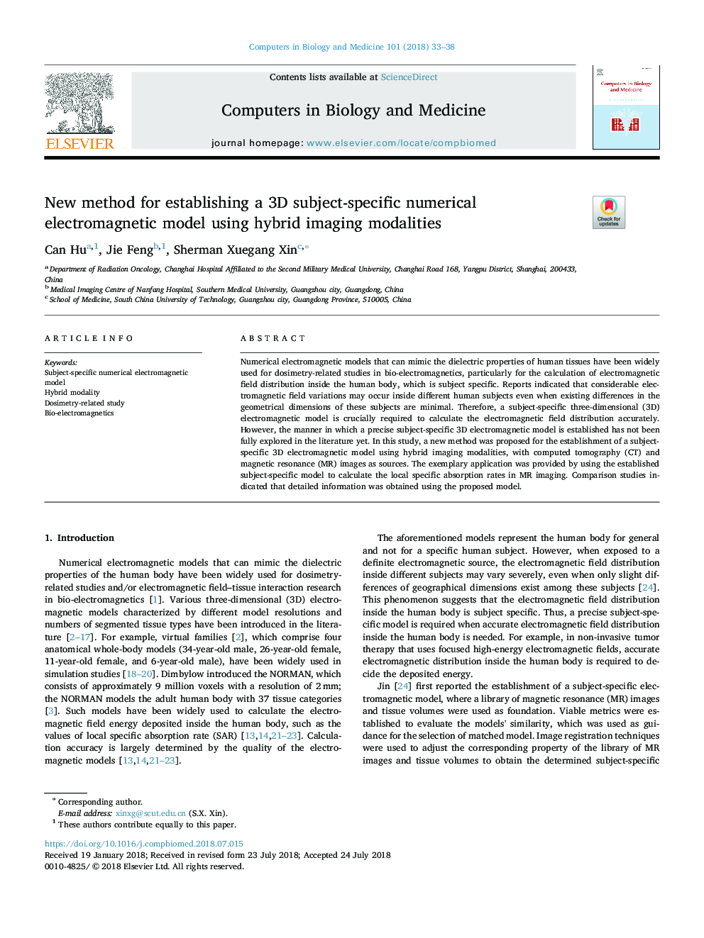 New method for establishing a 3D subject-specific numerical electromagnetic model using hybrid imaging modalities