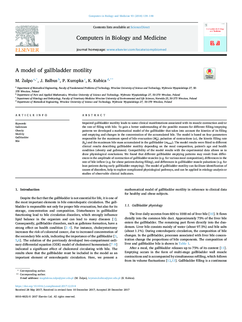 A model of gallbladder motility