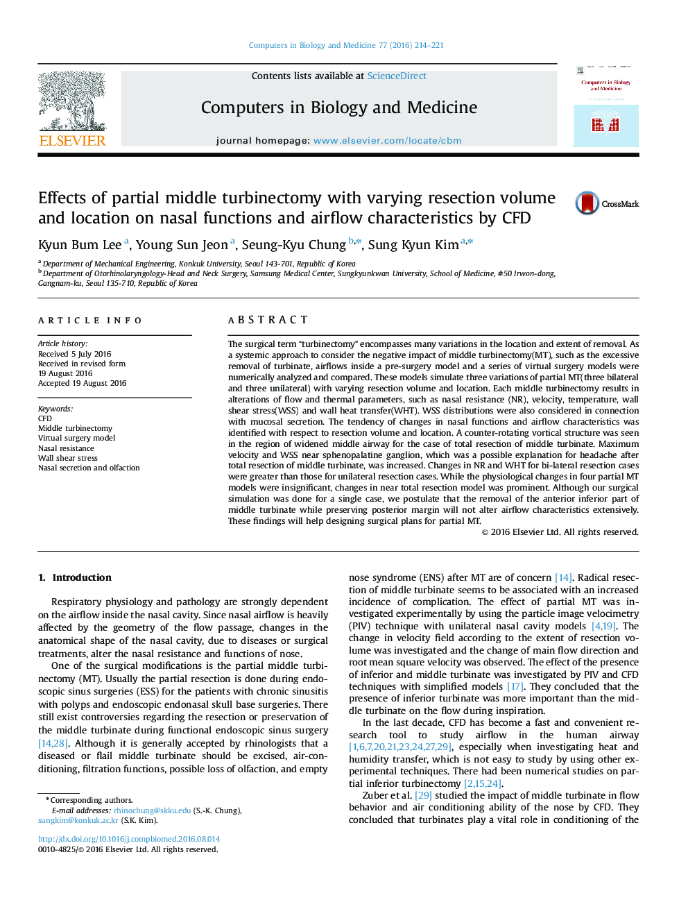 Effects of partial middle turbinectomy with varying resection volume and location on nasal functions and airflow characteristics by CFD