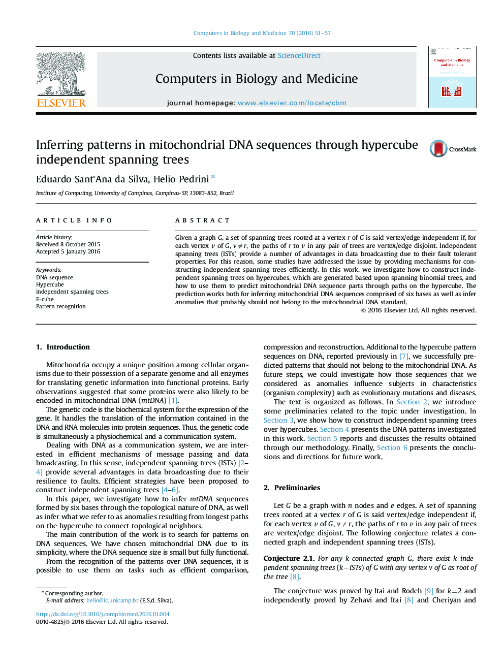 Inferring patterns in mitochondrial DNA sequences through hypercube independent spanning trees