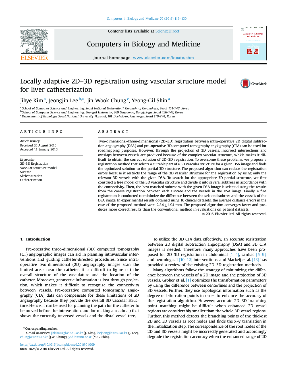 Locally adaptive 2D-3D registration using vascular structure model for liver catheterization