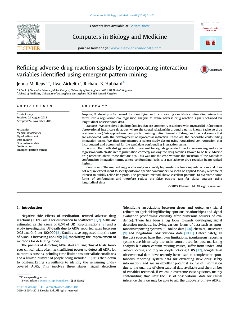 Refining adverse drug reaction signals by incorporating interaction variables identified using emergent pattern mining