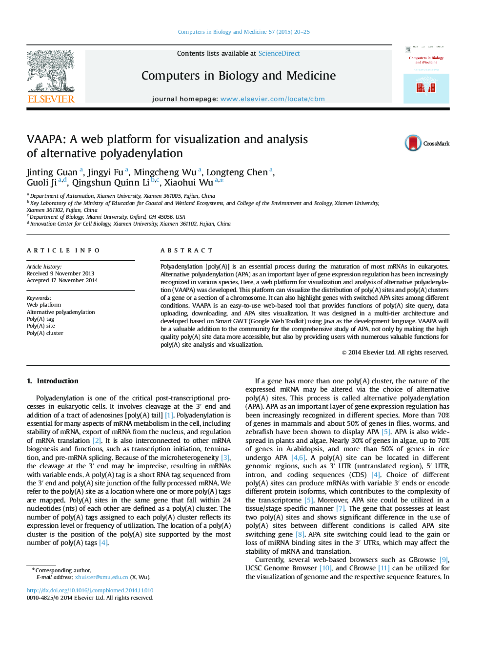 VAAPA: A web platform for visualization and analysis of alternative polyadenylation