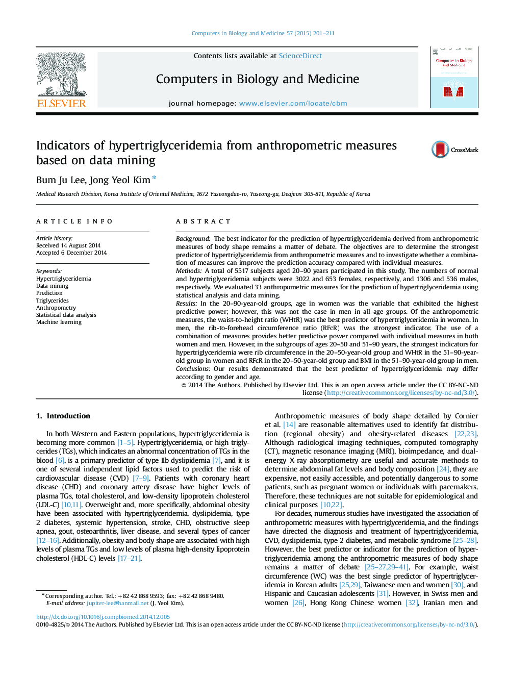 Indicators of hypertriglyceridemia from anthropometric measures based on data mining