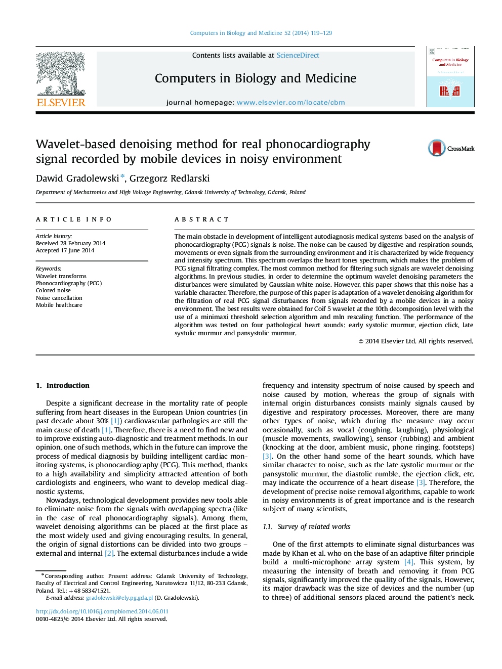 Wavelet-based denoising method for real phonocardiography signal recorded by mobile devices in noisy environment