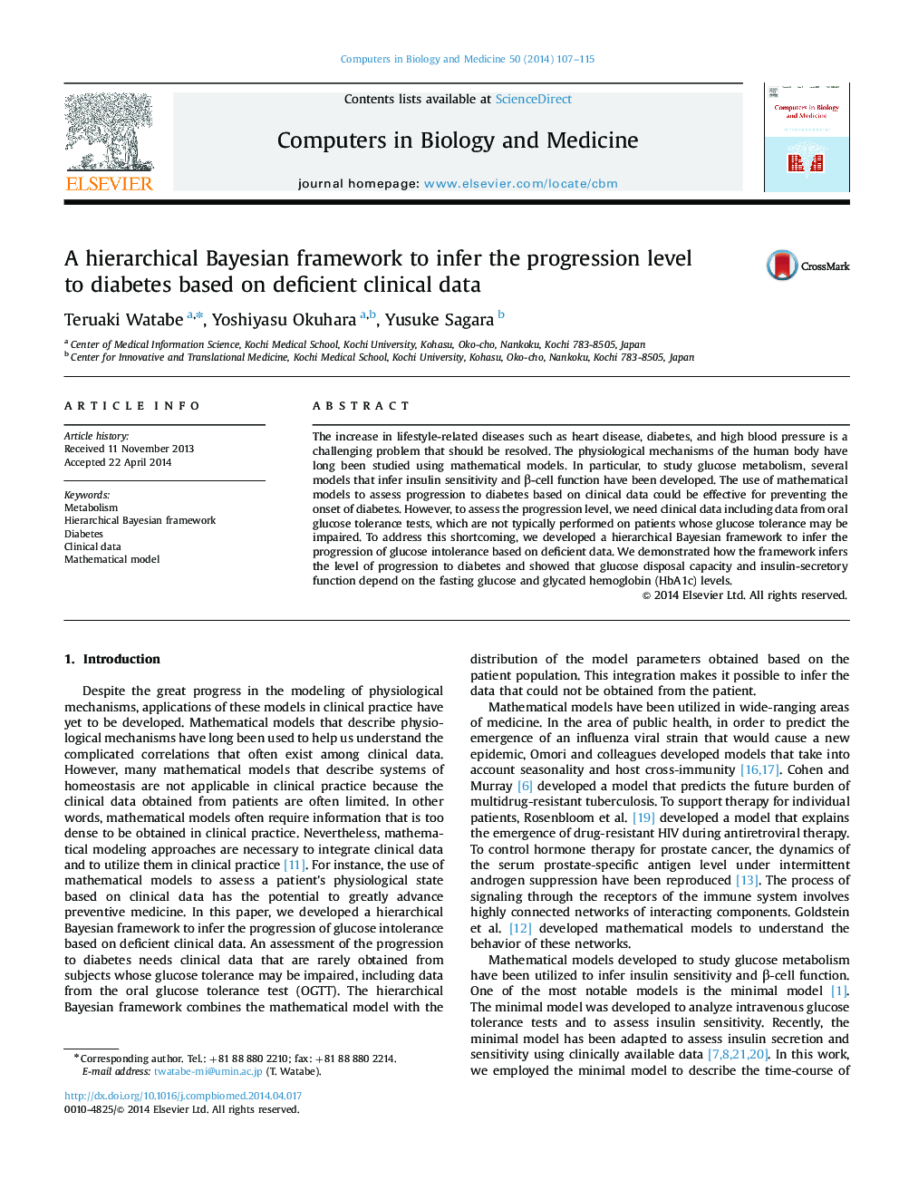 A hierarchical Bayesian framework to infer the progression level to diabetes based on deficient clinical data