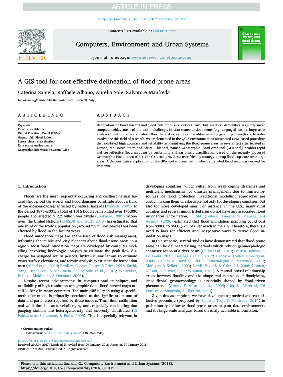 A GIS tool for cost-effective delineation of flood-prone areas