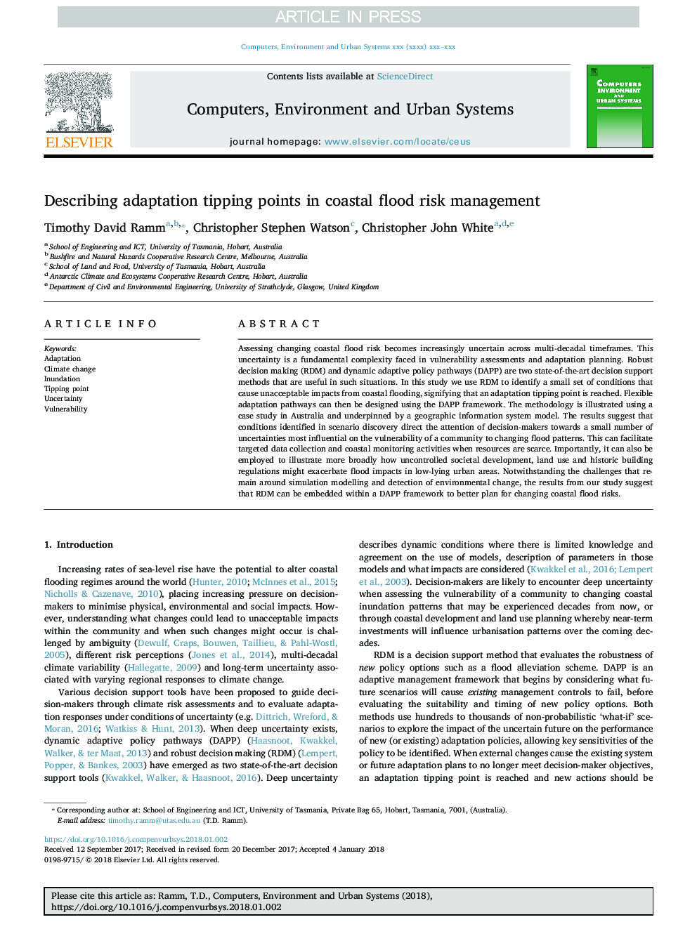 Describing adaptation tipping points in coastal flood risk management