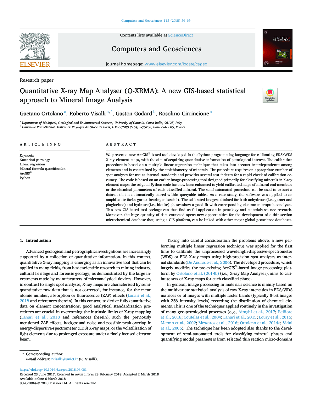 Quantitative X-ray Map Analyser (Q-XRMA): A new GIS-based statistical approach to Mineral Image Analysis