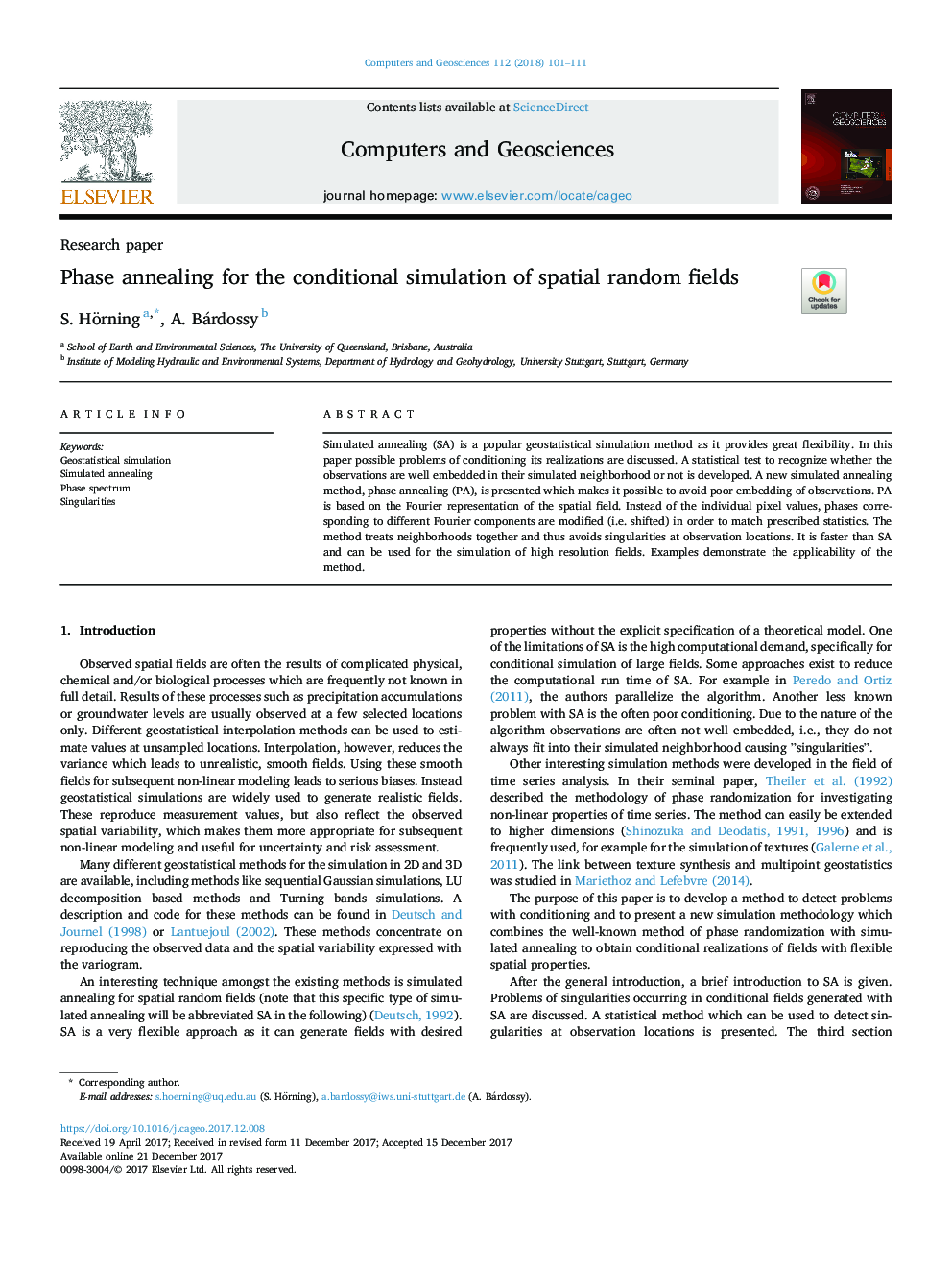 Phase annealing for the conditional simulation of spatial random fields