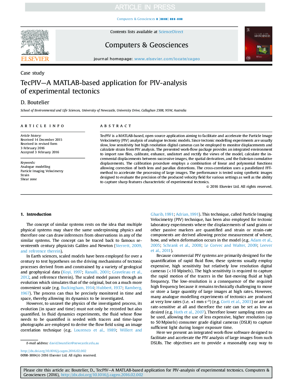 TecPIV-A MATLAB-based application for PIV-analysis of experimental tectonics