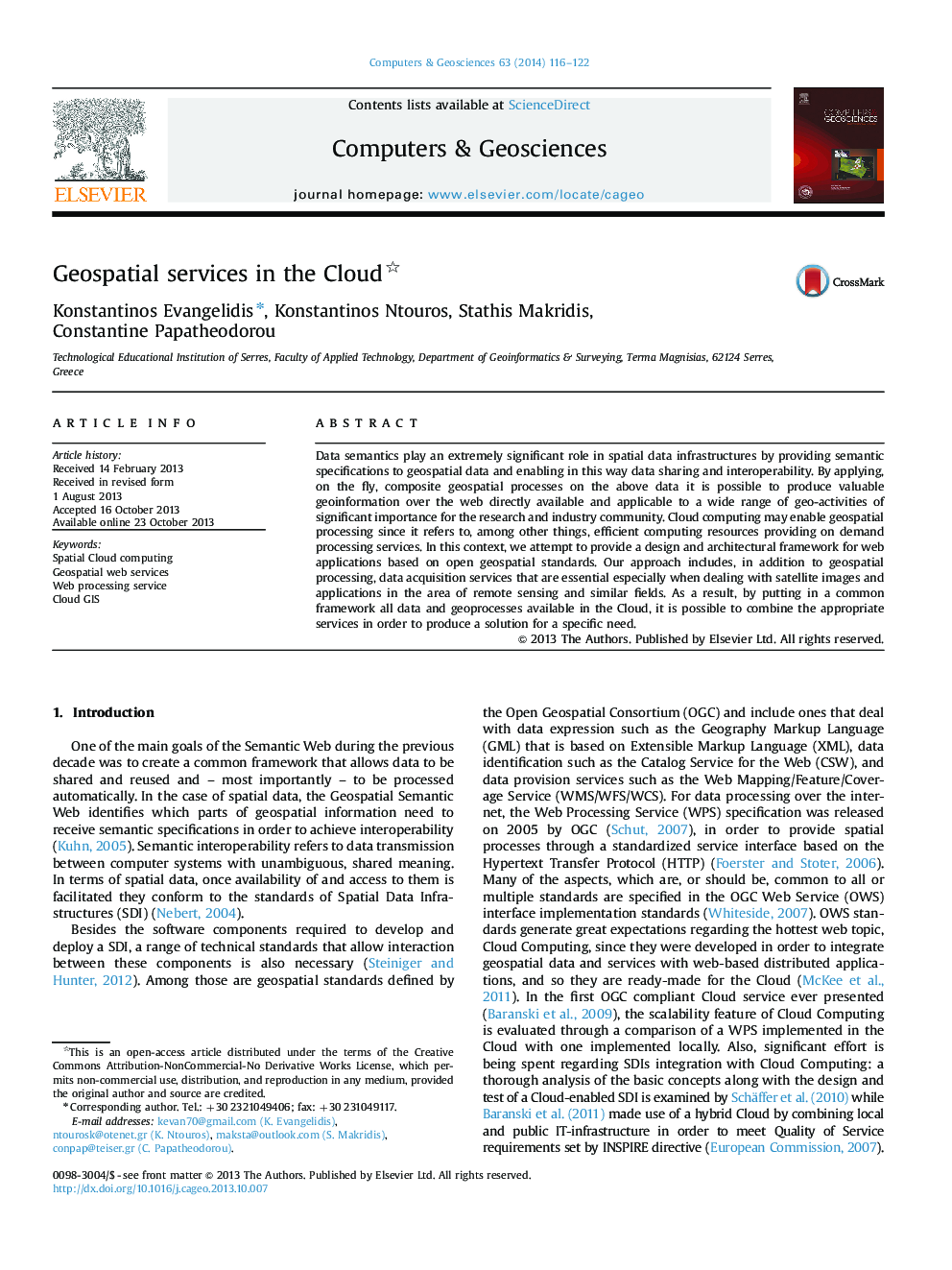 Geospatial services in the Cloud