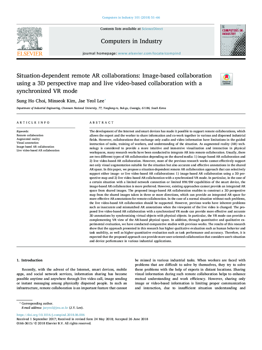 Situation-dependent remote AR collaborations: Image-based collaboration using a 3D perspective map and live video-based collaboration with a synchronized VR mode