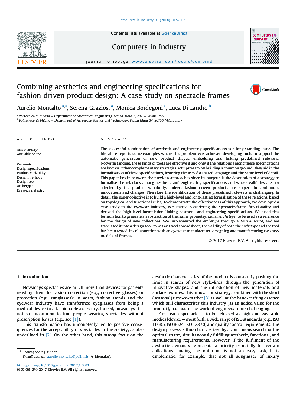 Combining aesthetics and engineering specifications for fashion-driven product design: A case study on spectacle frames